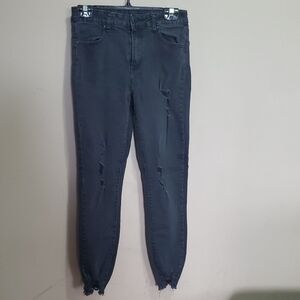 Bluenotes Women's Black Distressed Emma Highrise Jegging Size 27